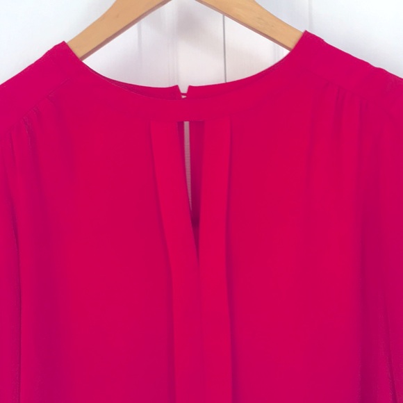 Fuschia semi-sheer blouse with keyhole neck detail - Picture 2 of 6